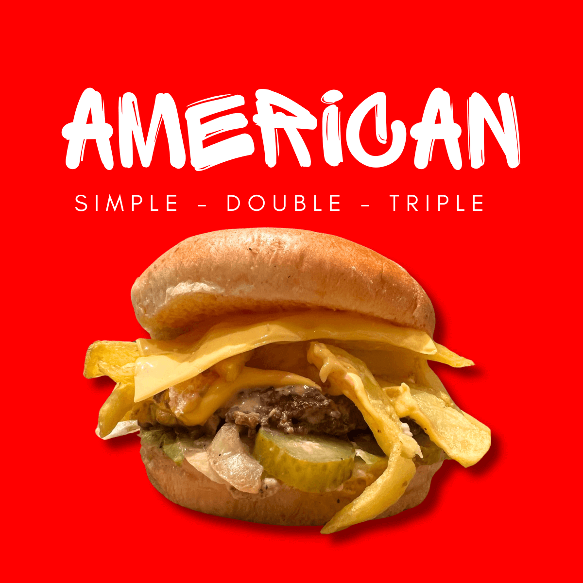 American Burger Combo + Fresh Fries + Drink - Smash | Delivery in Monaco