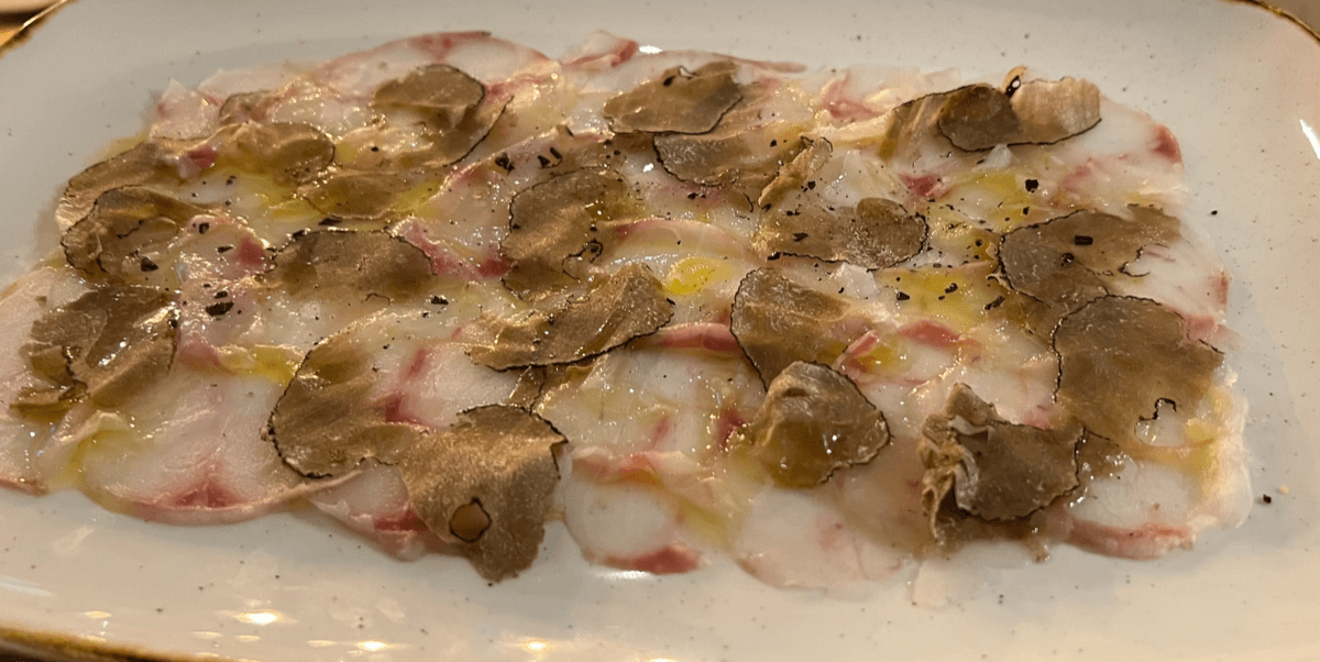 Seabass Carpaccio with Truffle - Nonna Maria | Authentic Neapolitan Cuisine Delivery in Monaco