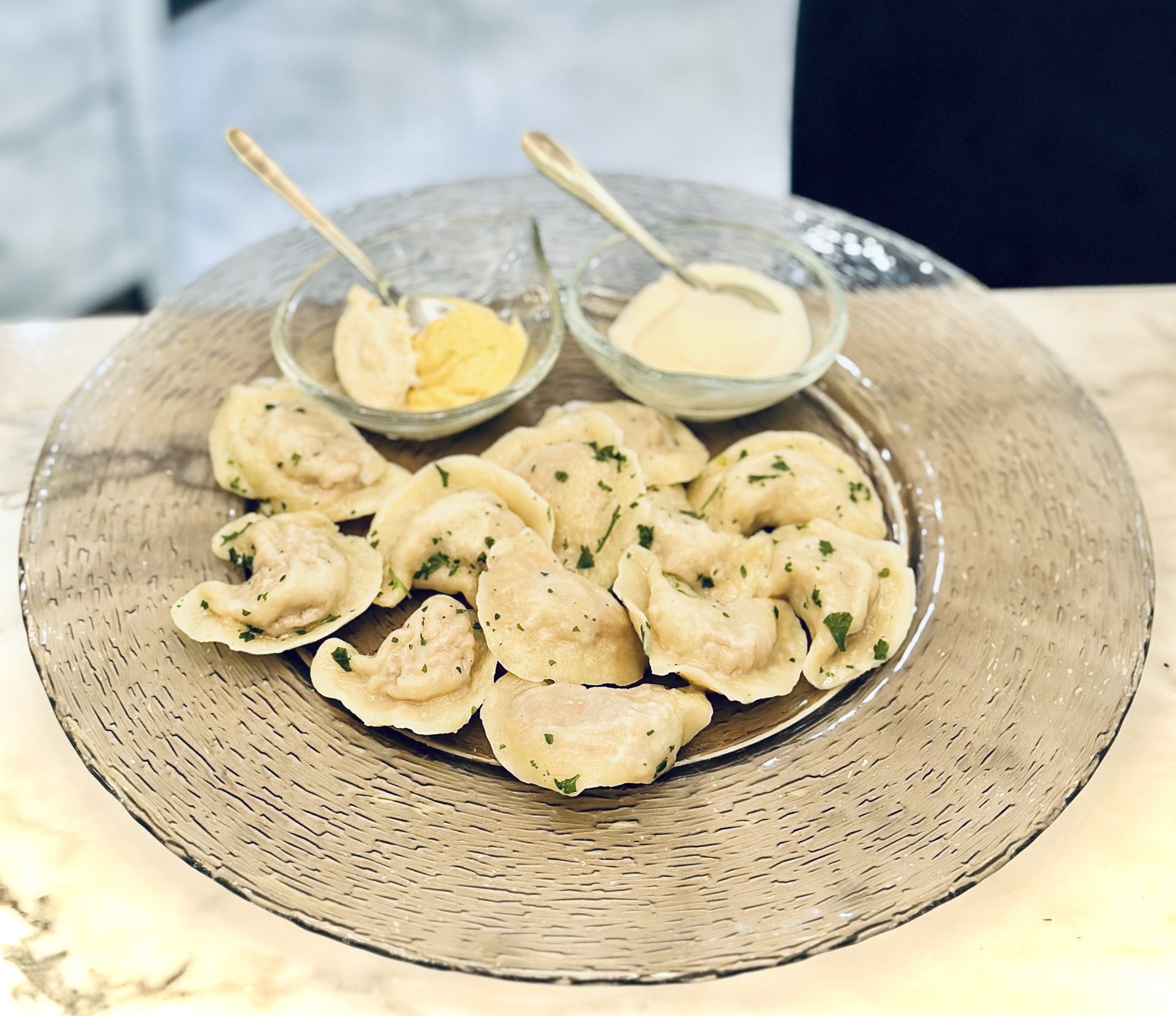 Beef and porc Pelmeni - Bubble Bar Monaco — breakfast, burgers, pizza & pelmeni delivery