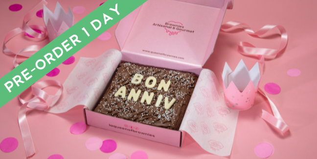 Brownie 9 parts Bon Anniv - Queen of Brownies | Livraison de Brownies & Desserts à Monaco, Cap-d'Ail & Beausoleil