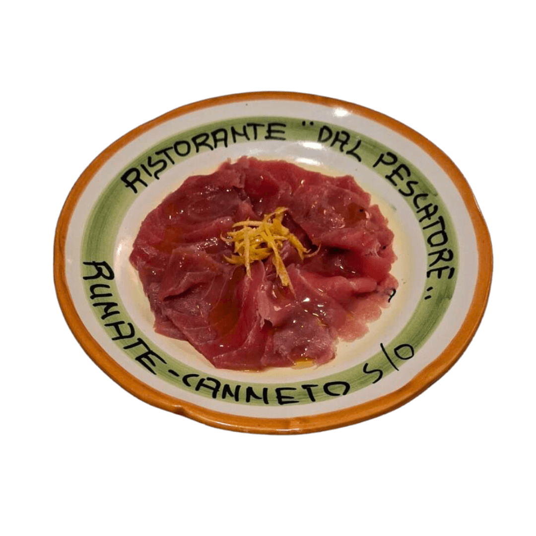 Carpaccio di Tonno, cipolotto e zest - Prince Of Venice | Delivery in Monaco