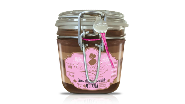Gianduja Spread in Glass Jar - 8 Layers of Dark, Milk & White Gianduja "Ottavia" - 500gr - Maison del Gusto delivery in Monaco | Mr. Room Service