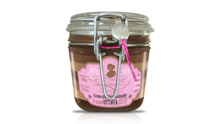 Gianduja Spread in Glass Jar - 8 Layers of Dark, Milk & White Gianduja 