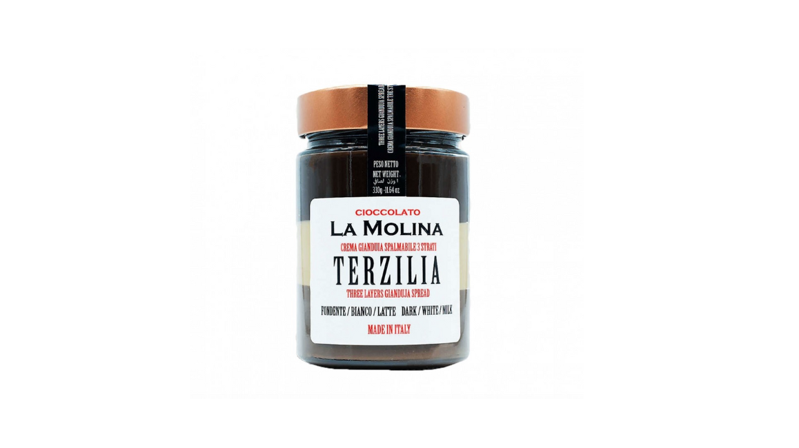 Gianduja Spread in Jar - 3 Layers of Dark, White, Milk Chocolate - "Terzilia" - Maison del Gusto delivery in Monaco | Mr. Room Service