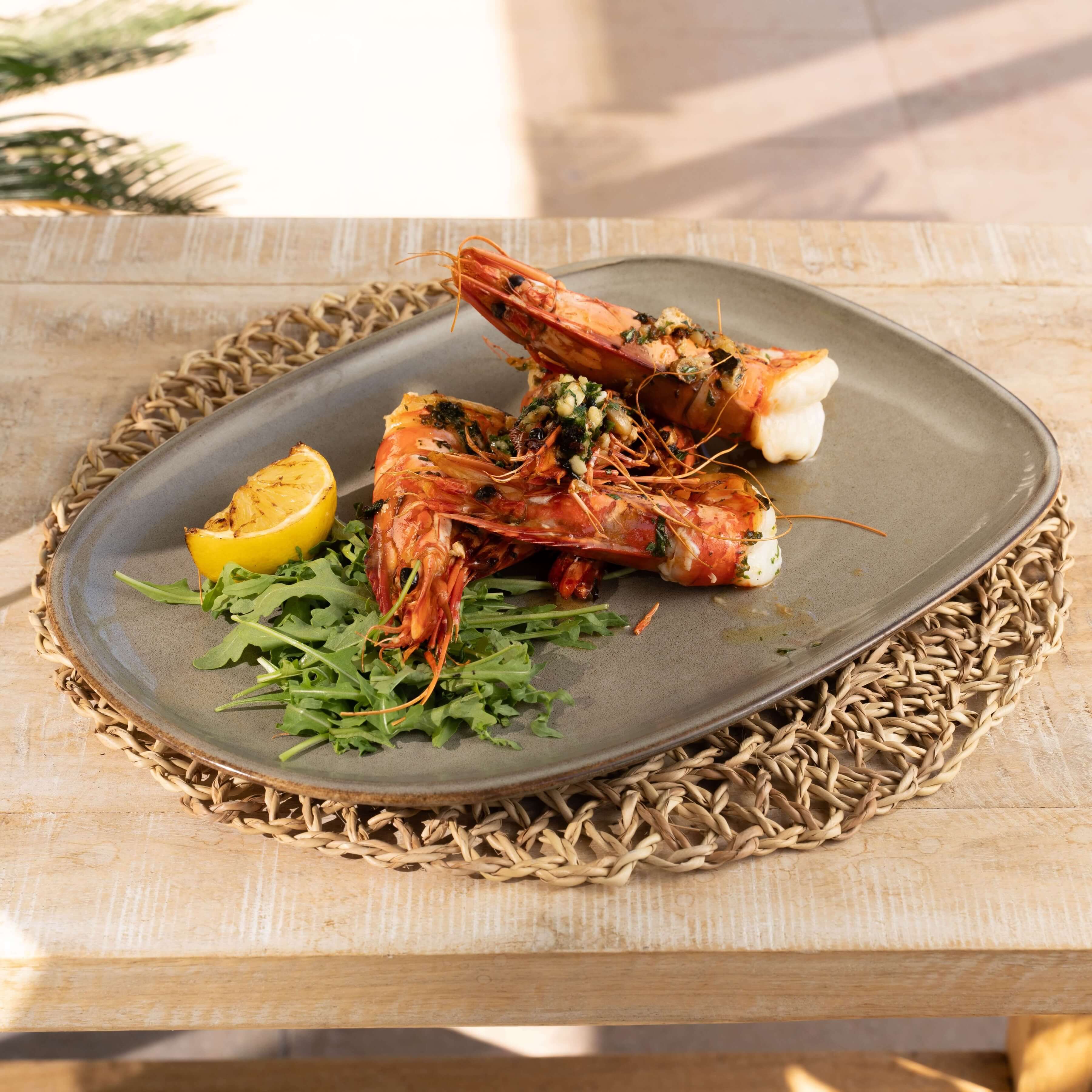 Plancha-grilled wild prawns - La Note Bleue | Beachside Dining Delivery in Monaco