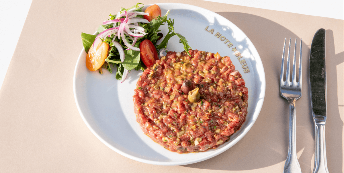 Steel cut Beef Tartare - La Note Bleue | Beachside Dining Delivery in Monaco