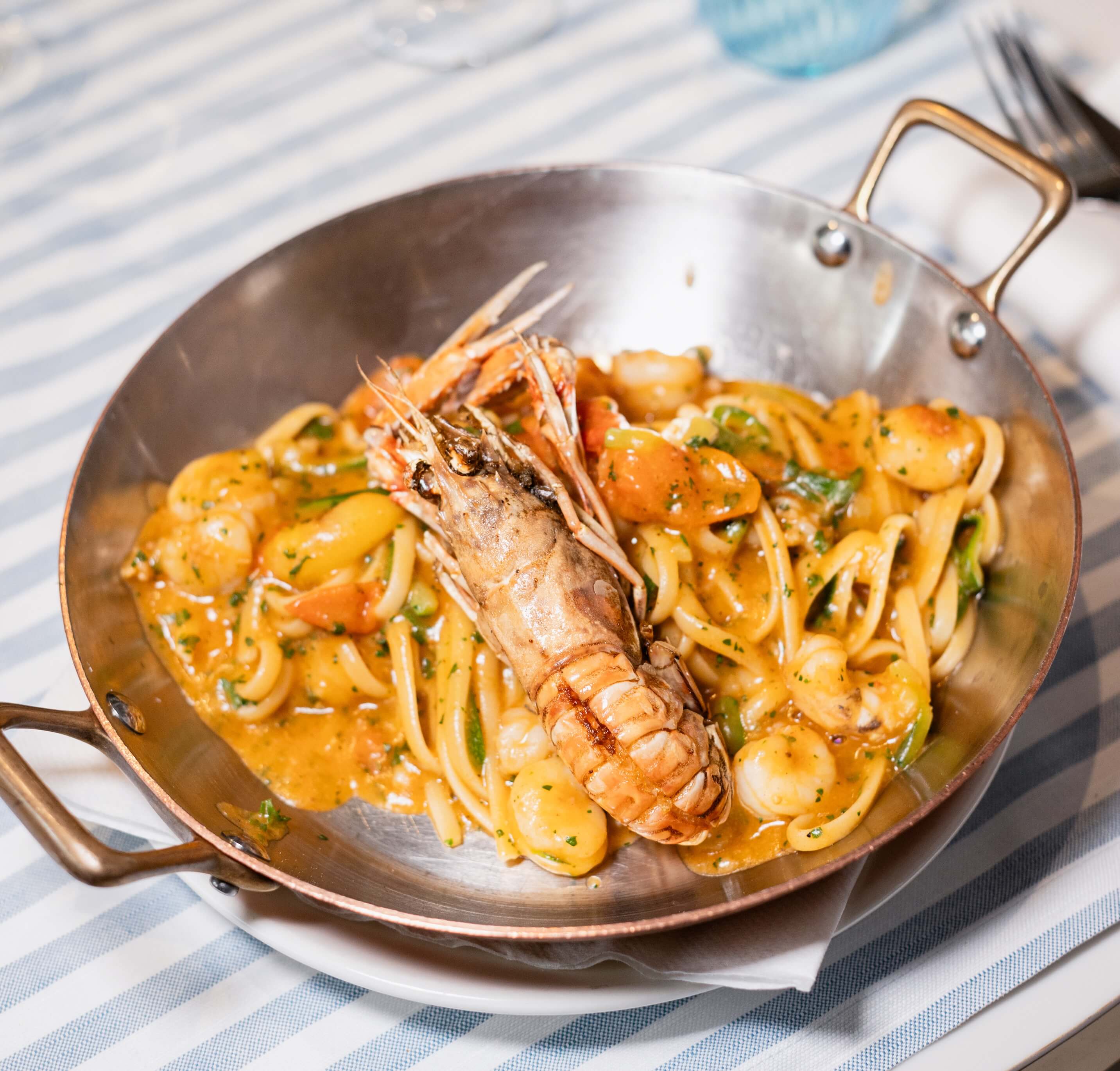 Linguine Scampi & Zucchini - Caffe Milano | Italian Restaurant & Coffee Delivery in Monaco