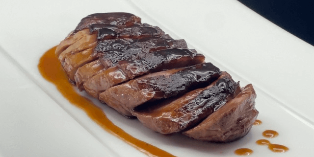 Roasted Duck Breast with honey and fries - Huit et Demi Food Delivery | Gourmet Italian & French Cuisine in Monaco