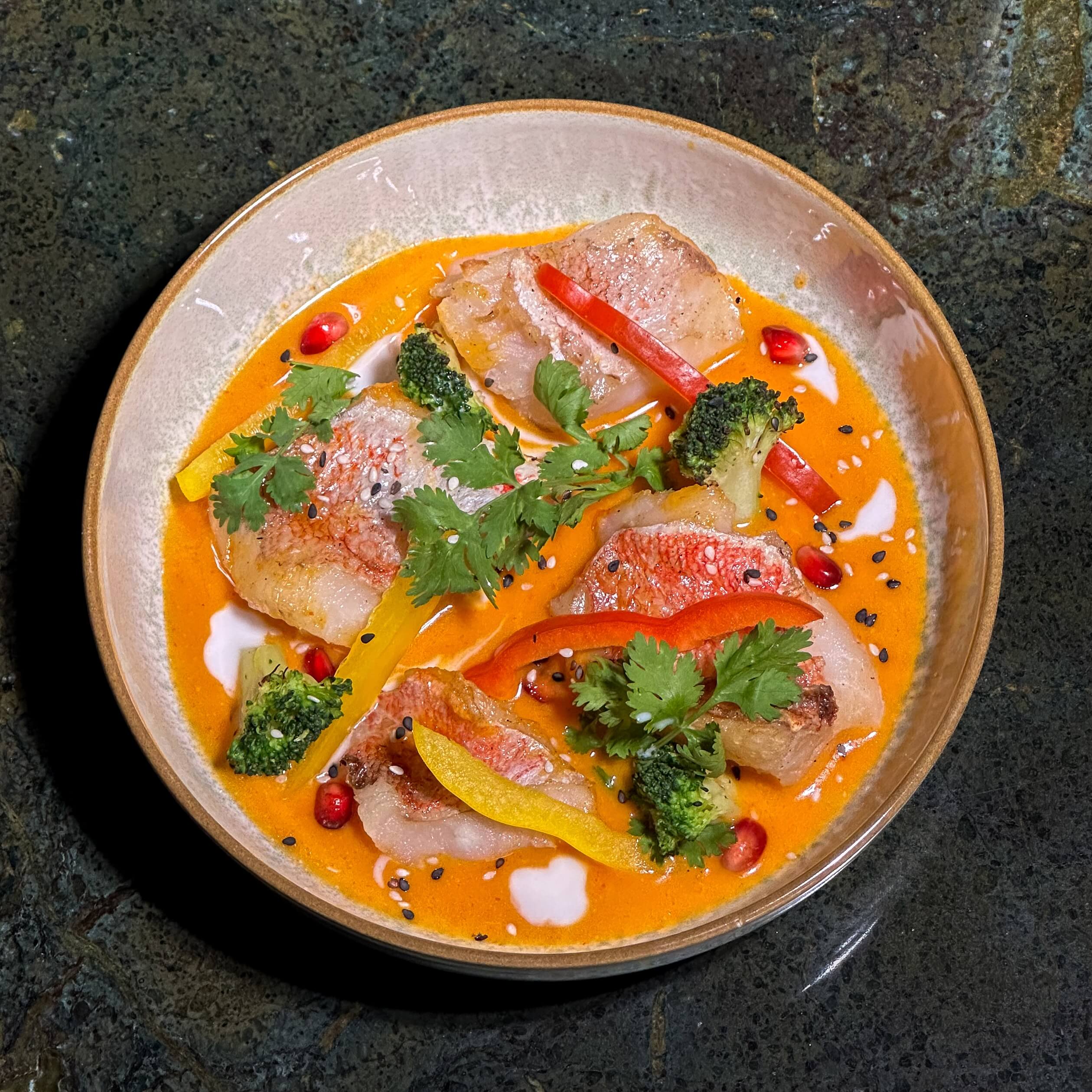 Seabream Red Curry - Spicy Bamboo Thai Monaco — Pad Thai, Bo Bun & Curry Delivery