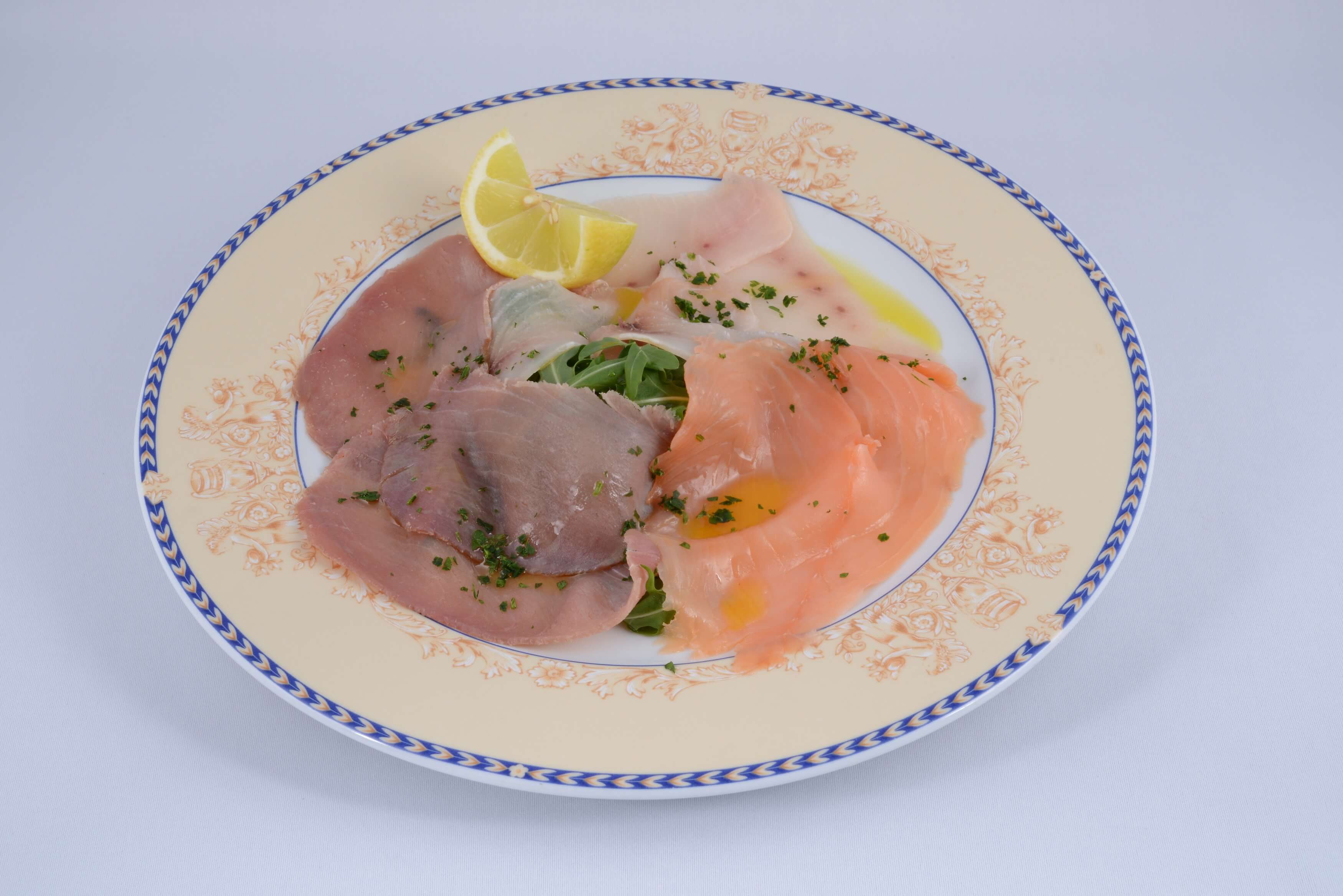 Trio of Salmon, Sword Fish and Tuna - Le Sans Souci | French Cuisine Delivery in Monaco