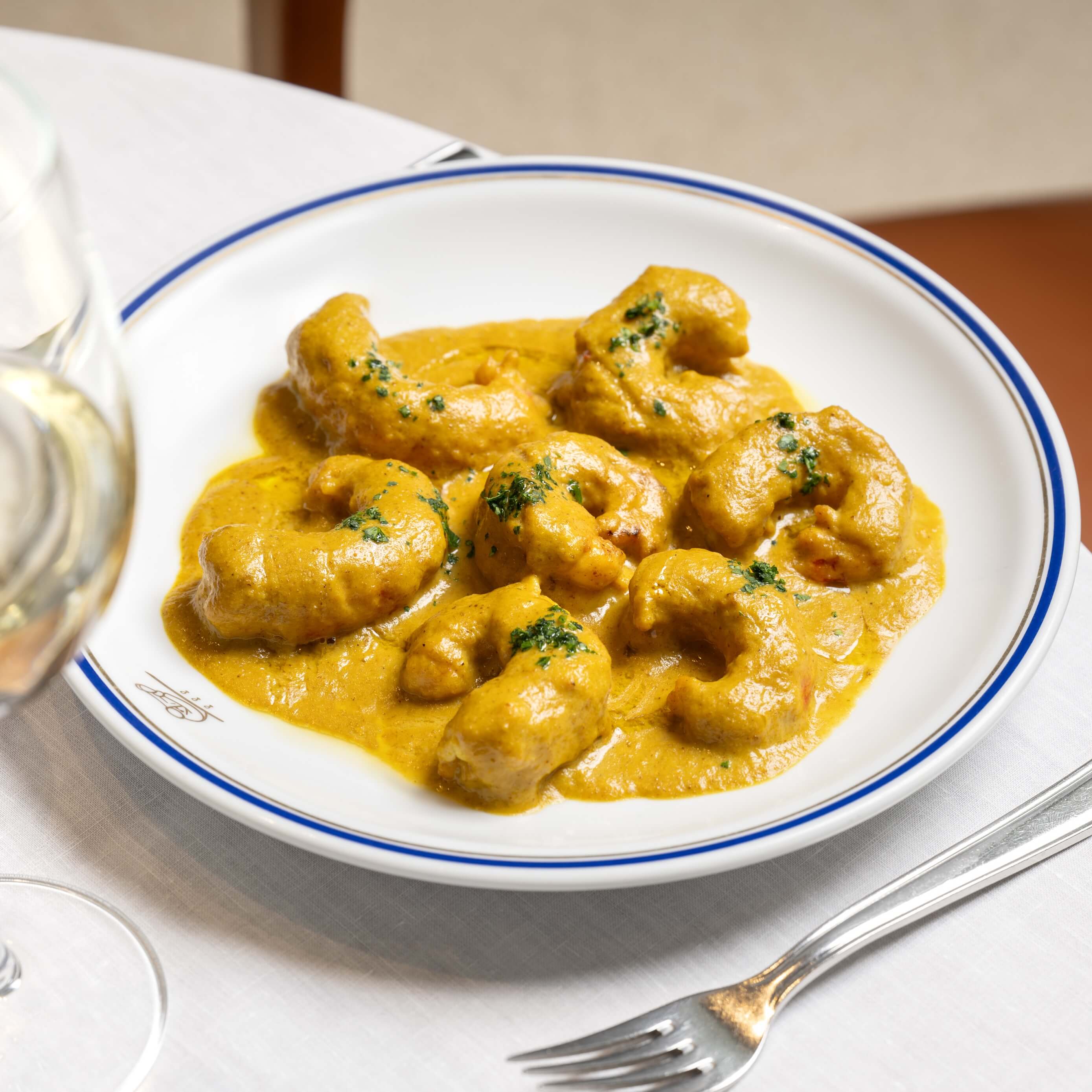 Wild Argentinian Prawns with Curry Sauce and Rice Pilaf  - Cipriani | Fine Italian Dining Delivery in Monaco